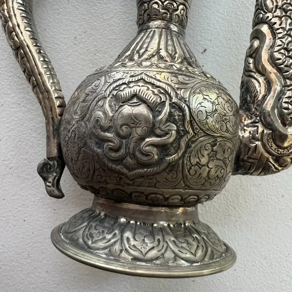 Antique Hand Crafted Repousse Teapot Vessel 8